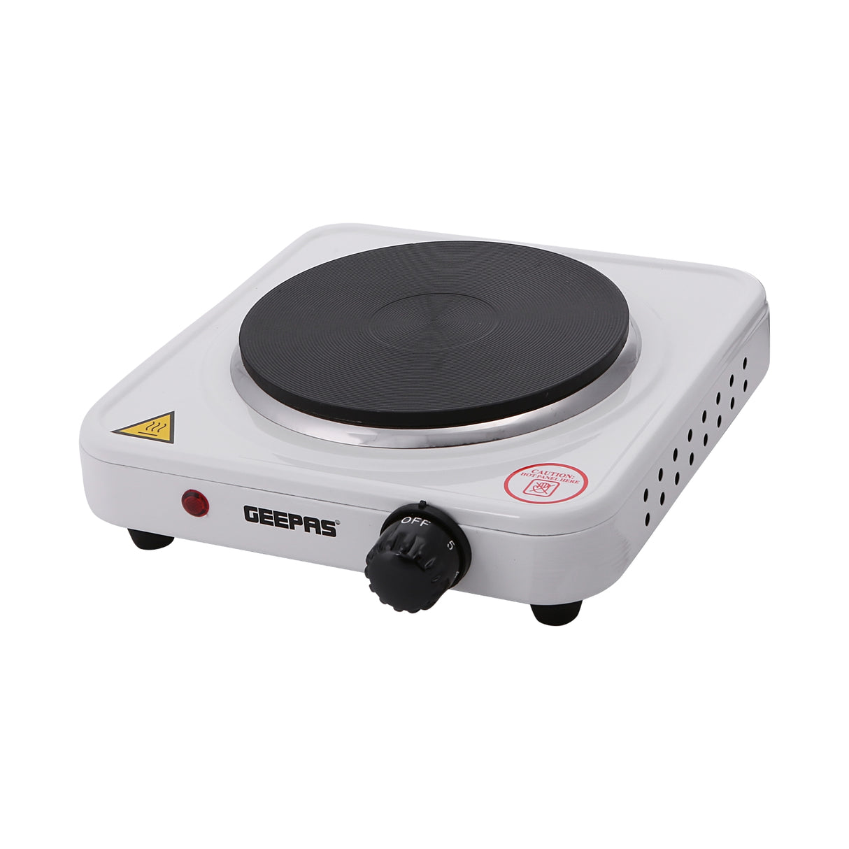 Geepas Electric Single Hot Plate GHP32013 | 1000W Power| 155mm Solid Plate | Adjustable Temperature Control | Auto Thermostat | Overheat Protection | Durable Design