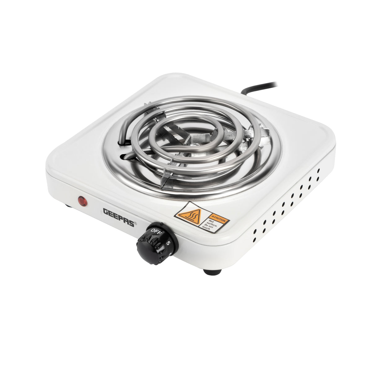 Geepas Electric Hotplate- GHP7577| Single Solid Hotplate of 140 MM, Equipped with Adjustable Thermostat| Ideal for Boiling, Sauting, Frying Etc | White, 2 Years Warranty