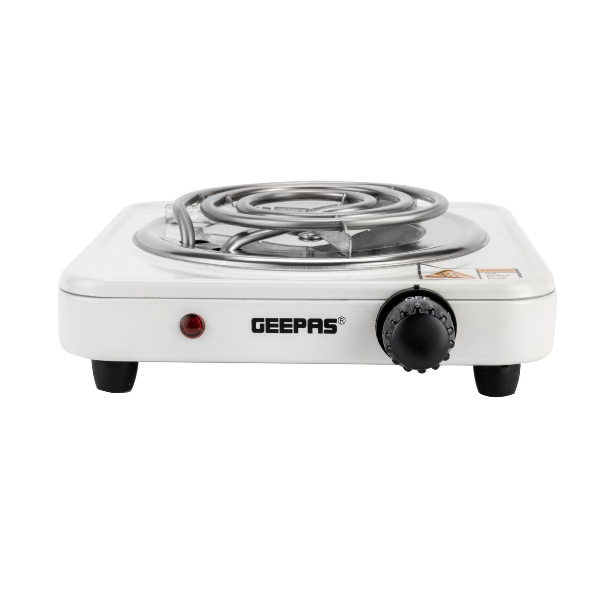 Geepas Electric Hotplate- GHP7577| Single Solid Hotplate of 140 MM, Equipped with Adjustable Thermostat| Ideal for Boiling, Sauting, Frying Etc | White, 2 Years Warranty