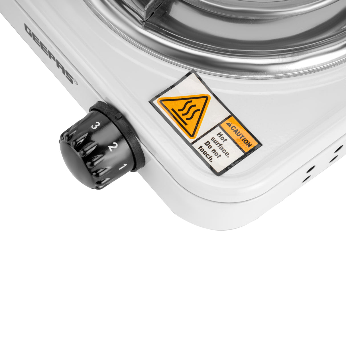 Geepas Electric Hotplate- GHP7577| Single Solid Hotplate of 140 MM, Equipped with Adjustable Thermostat| Ideal for Boiling, Sauting, Frying Etc | White, 2 Years Warranty