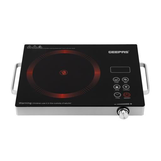 Geepas Digital Infrared Cooker GIC6920 | 2000W Ceramic Heating Element| Multi-Stage Cooking Options| Touch Control| 4-Digit LED Display| Portable Design| 2 Year Warranty