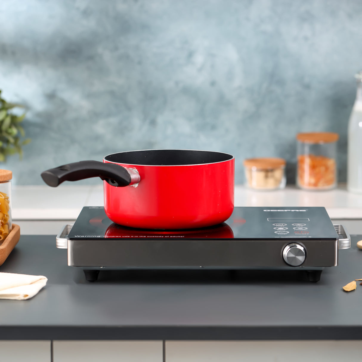 Geepas Digital Infrared Cooker GIC6920 | 2000W Ceramic Heating Element| Multi-Stage Cooking Options| Touch Control| 4-Digit LED Display| Portable Design| 2 Year Warranty