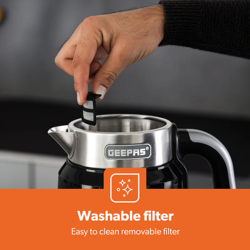Geepas Smart Stainless Steel Kettle 1.7L GK38034 | WiFi & Voice App Control| Smart Temperature Settings| Fast Boiling| Auto Shut-Off | Durable Design | 2 Years Warranty