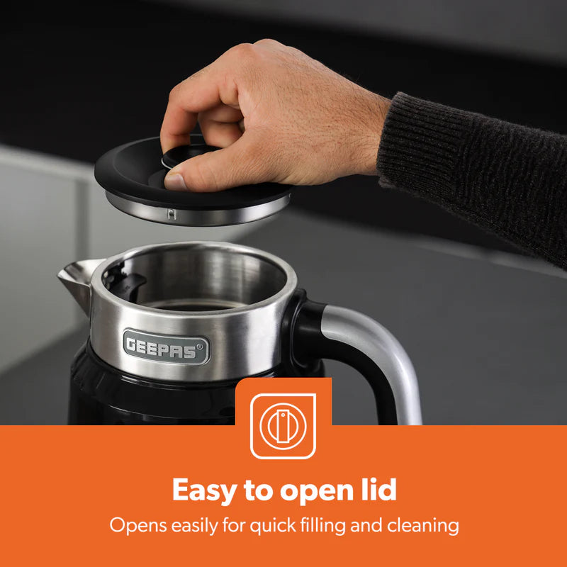 Geepas Smart Stainless Steel Kettle 1.7L GK38034 | WiFi & Voice App Control| Smart Temperature Settings| Fast Boiling| Auto Shut-Off | Durable Design | 2 Years Warranty