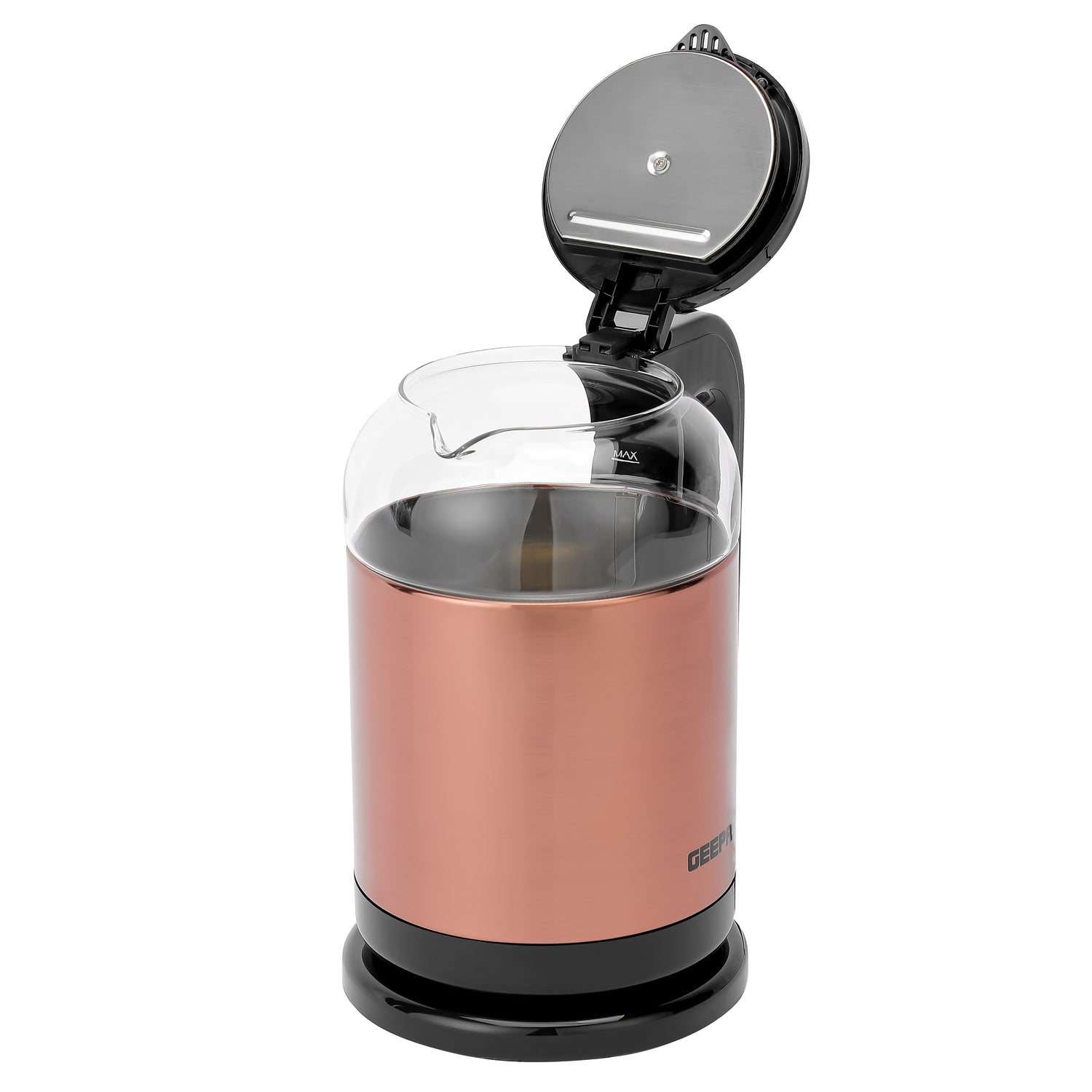 Geepas 1.7L Double Layer Glass Kettle GK38063 | 1500W, 360° Rotation, Boil Dry Protection, Auto Cut-Off, Cool Touch Handle, 2Year Warranty, Rose Gold & Black