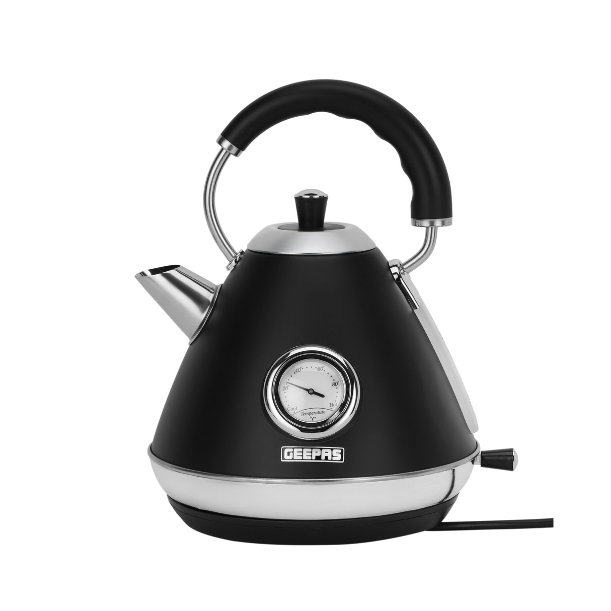 Geepas GK38073UK-BK Stainless Steel Cordless Kettle | Powerful 3000W Heating | 1.7L Large Capacity | Boil Dry Protection | Auto Shut-Off | 360° Rotating Base Design