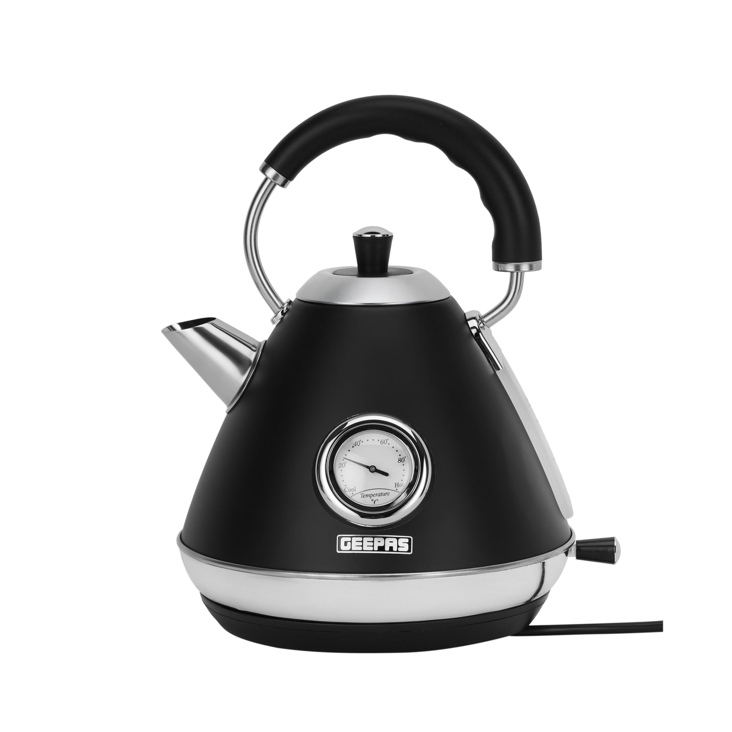 Geepas GK38073UK-BK Stainless Steel Cordless Kettle | Powerful 3000W Heating | 1.7L Large Capacity | Boil Dry Protection | Auto Shut-Off | 360° Rotating Base Design