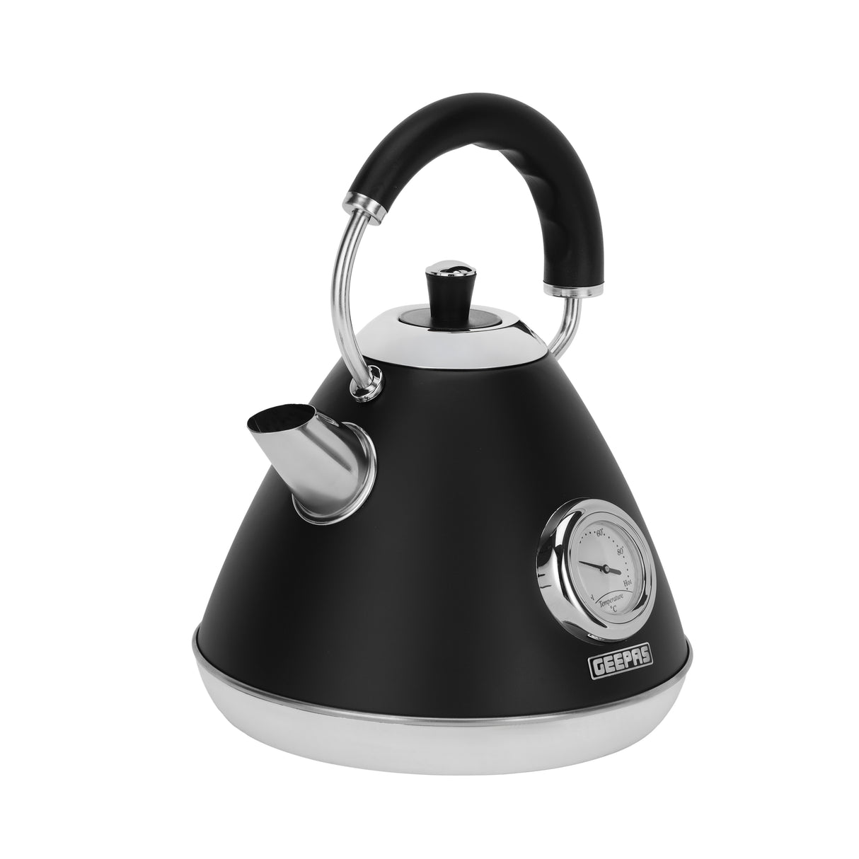 Geepas GK38073UK-BK Stainless Steel Cordless Kettle | Powerful 3000W Heating | 1.7L Large Capacity | Boil Dry Protection | Auto Shut-Off | 360° Rotating Base Design