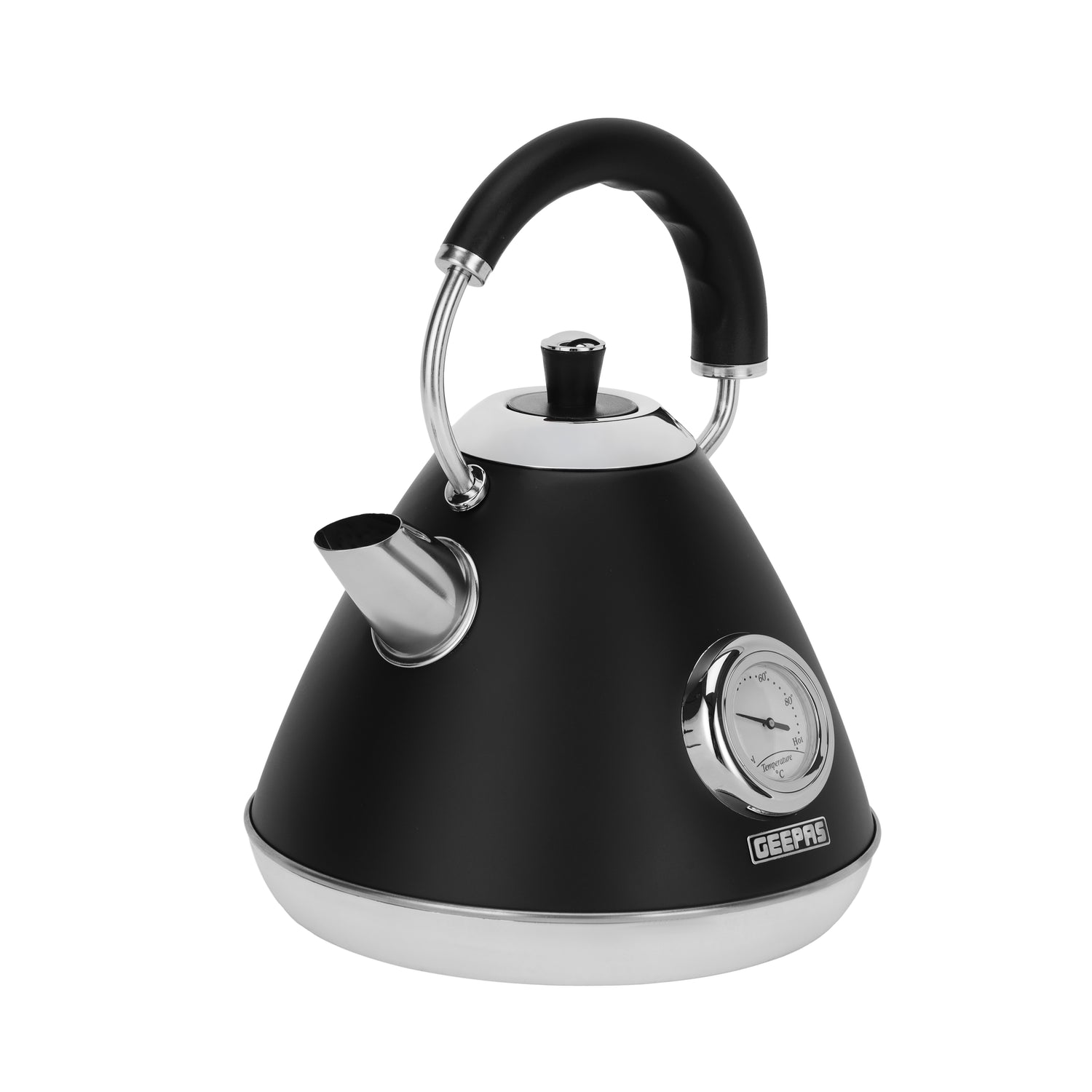 Geepas GK38073UK-BK Stainless Steel Cordless Kettle | Powerful 3000W Heating | 1.7L Large Capacity | Boil Dry Protection | Auto Shut-Off | 360° Rotating Base Design