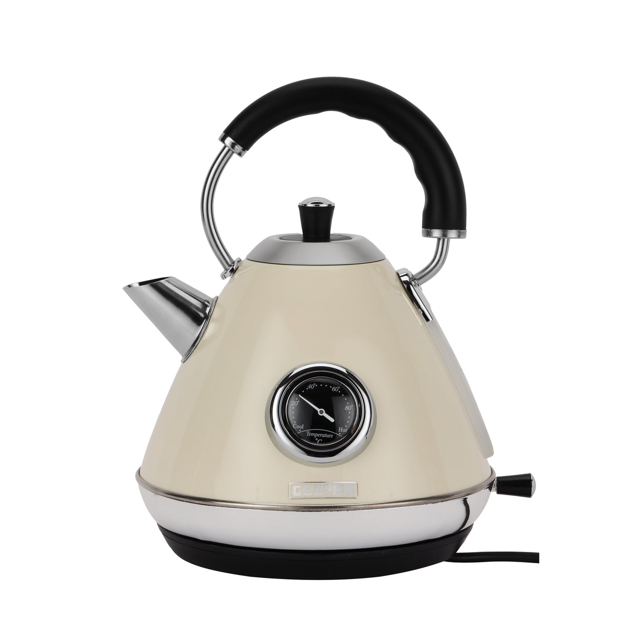 Geepas GK38073UK-CR Stainless Steel Cordless Kettle, 3000W Fast Boil Electric Jug, 1.7L Capacity, Strix Controller, Auto Shut-Off, Boil Dry Protection, 360° Base