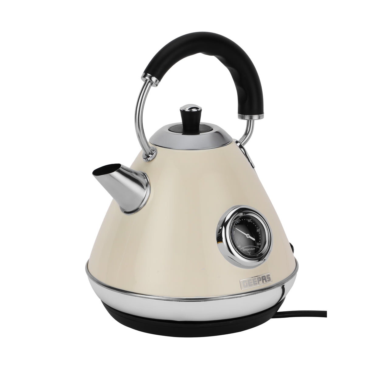 Geepas GK38073UK-CR Stainless Steel Cordless Kettle, 3000W Fast Boil Electric Jug, 1.7L Capacity, Strix Controller, Auto Shut-Off, Boil Dry Protection, 360° Base