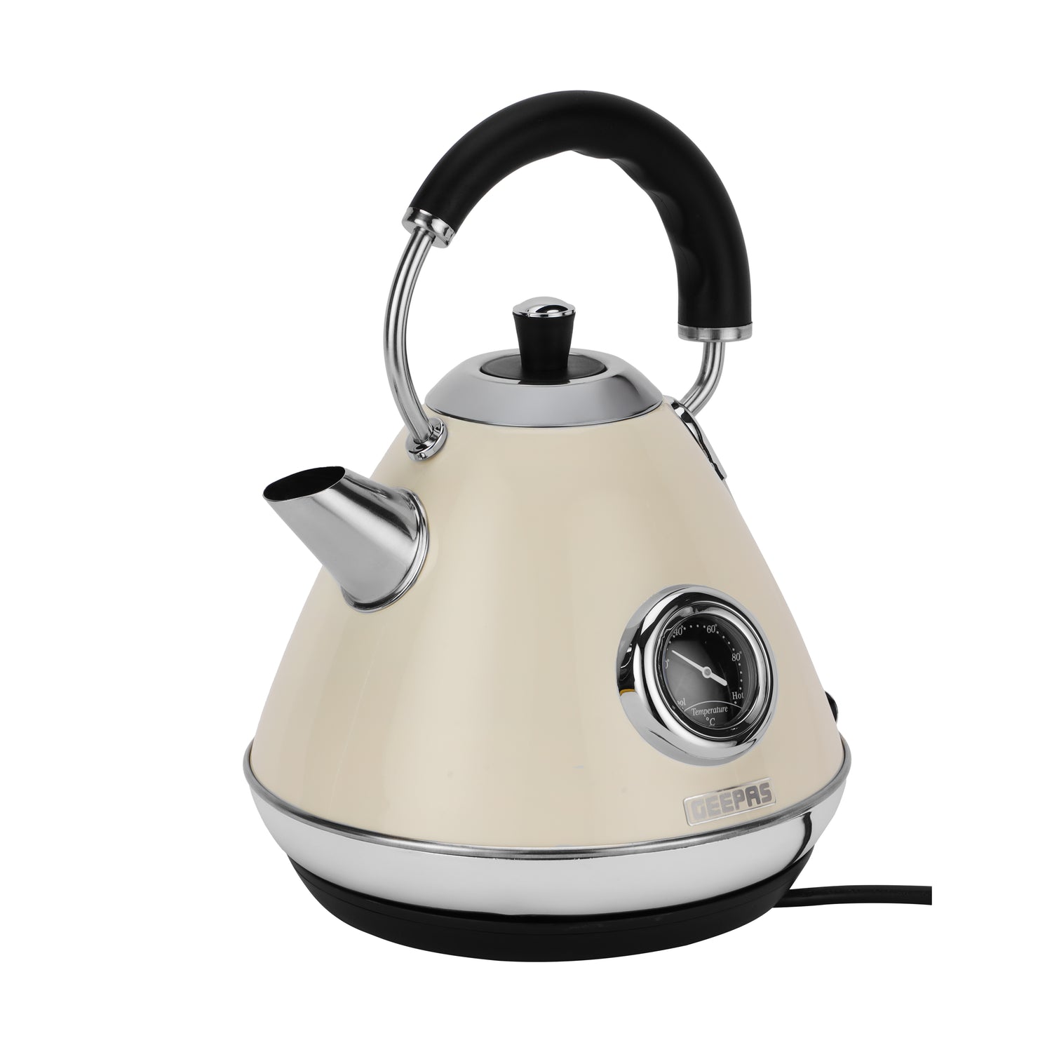Geepas GK38073UK-CR Stainless Steel Cordless Kettle, 3000W Fast Boil Electric Jug, 1.7L Capacity, Strix Controller, Auto Shut-Off, Boil Dry Protection, 360° Base