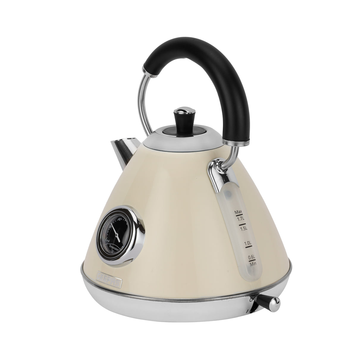 Geepas GK38073UK-CR Stainless Steel Cordless Kettle, 3000W Fast Boil Electric Jug, 1.7L Capacity, Strix Controller, Auto Shut-Off, Boil Dry Protection, 360° Base