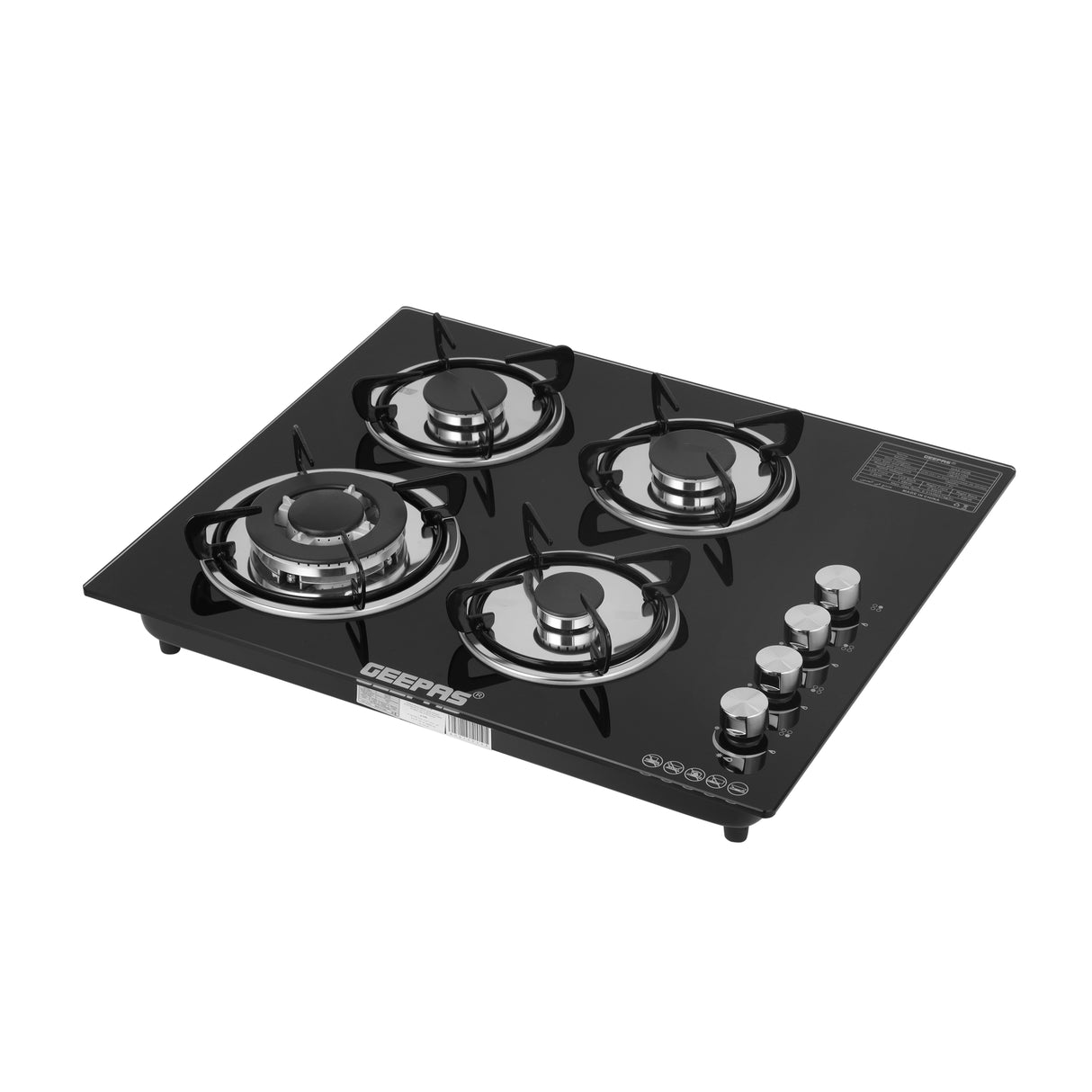 Geepas Glass Gas Hob GK4410 | 4 Burner Gas Stove with Auto Ignition | 8mm Extra-Hard Tempered Glass Surface| Low Gas Consumption & Durable Pan Support| 2 Years Warranty
