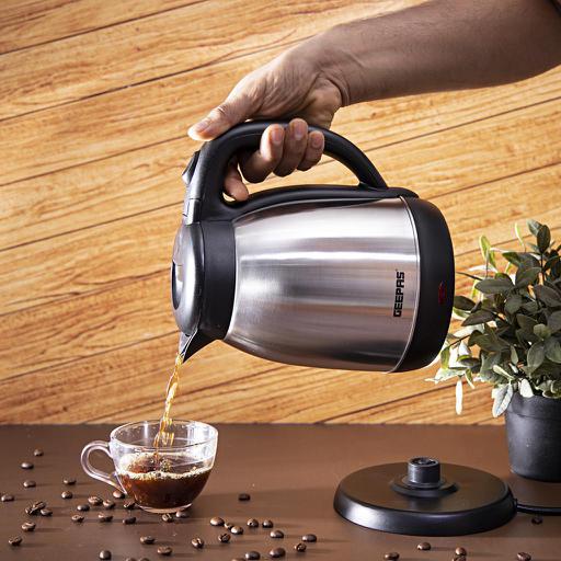 Geepas GK5459 Stainless Steel Electric Kettle | 1.5L Capacity| 360° Cordless Jug| Hidden Heating Element| Boil-Dry Protection| Automatic Shut-Off | 2 Years Warranty