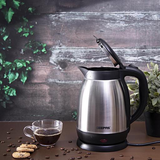Geepas GK5459 Stainless Steel Electric Kettle | 1.5L Capacity| 360° Cordless Jug| Hidden Heating Element| Boil-Dry Protection| Automatic Shut-Off | 2 Years Warranty
