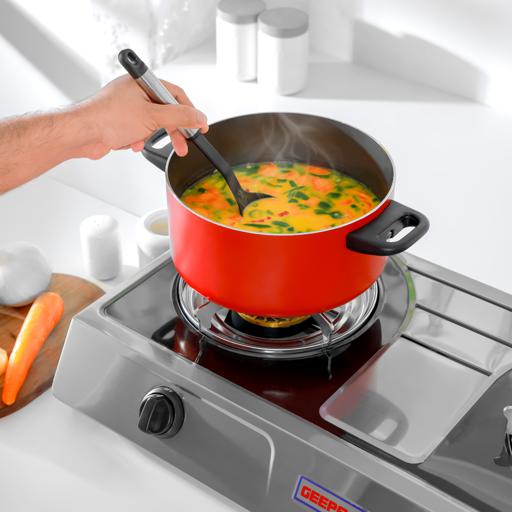 Geepas GK6856 Stainless Steel Gas Cooker | 2 Cast Iron Burners | Automatic Ignition System | High Efficiency 5.6KW Power | Low Gas Consumption | Save 60% |2-Year Warranty