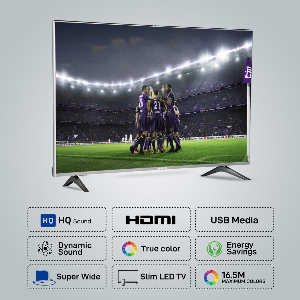 Geepas 32" HD LED TV – GLED3201EHD | HDMI | USB | Slim Design