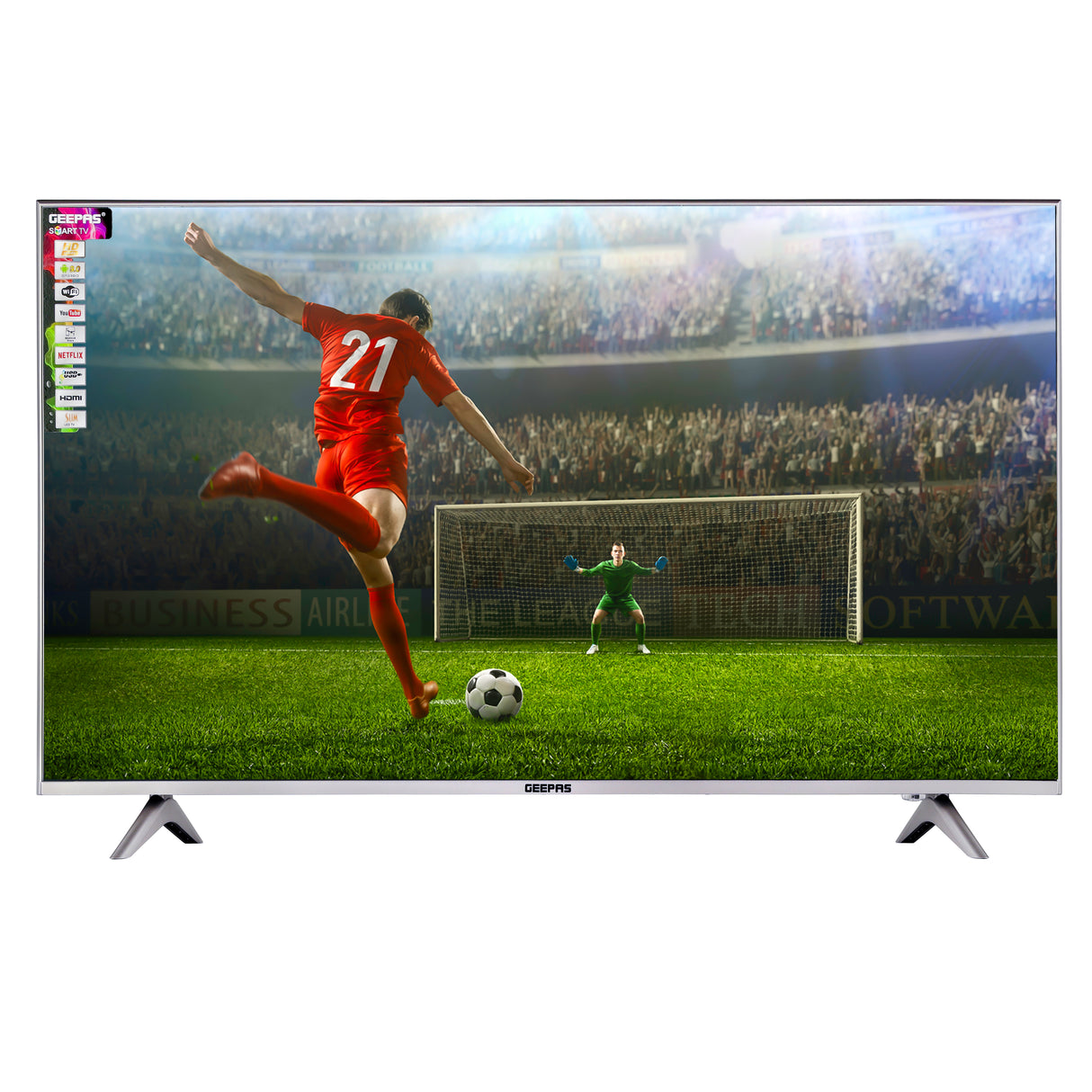 Geepas 32" Smart LED TV- GLED3202SEHD/ with Remote Control, HDMI and USB Ports/ HQ Sound, AV Mode/ Android 14.0, Frameless Design