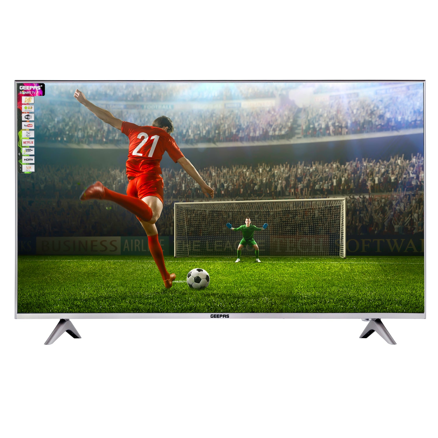 Geepas 32" Smart LED TV- GLED3202SEHD/ with Remote Control, HDMI and USB Ports/ HQ Sound, AV Mode/ Android 14.0, Frameless Design