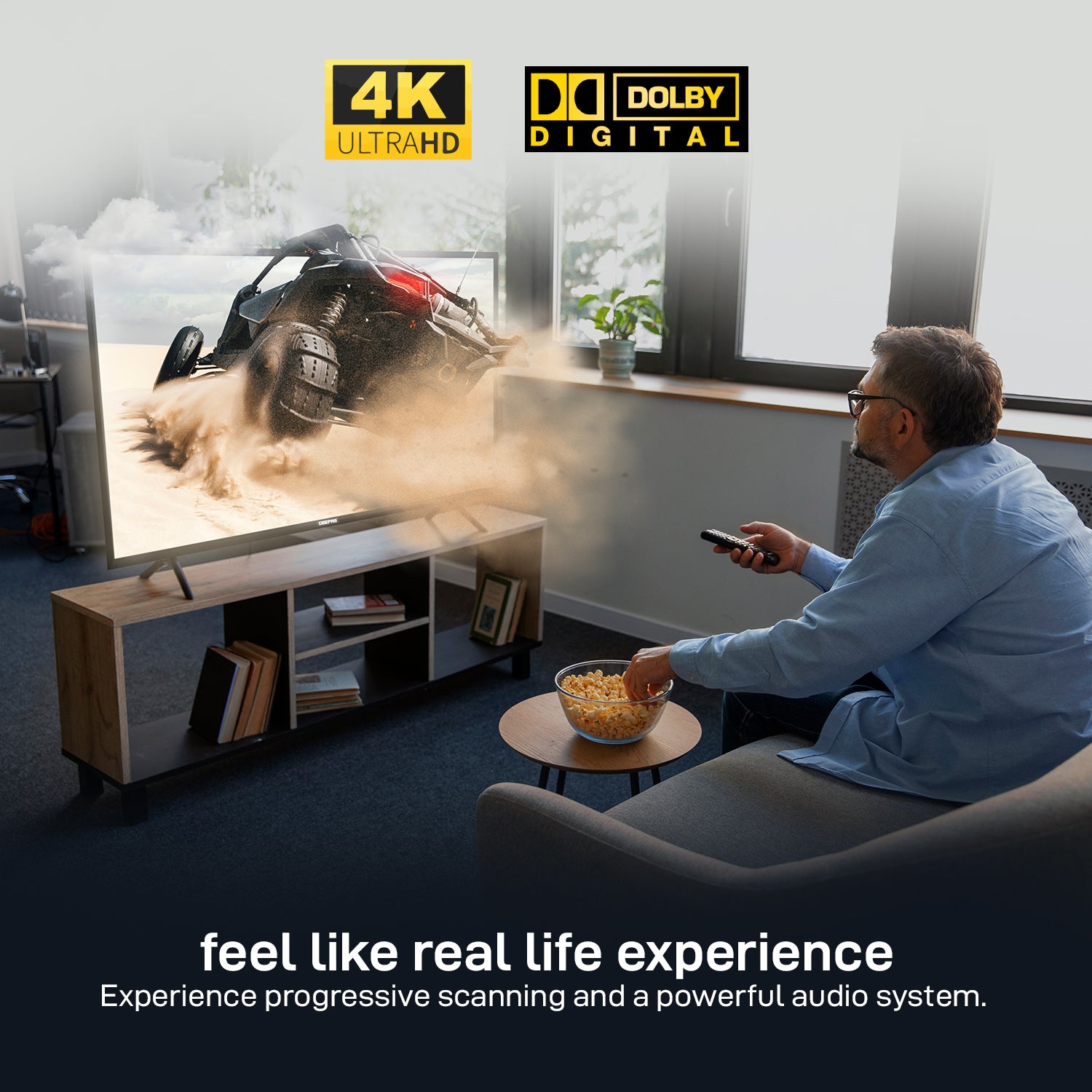 Geepas 55" Google TV- GLED5506SGXHD/ Dolby Audio, Smart Ultra HD LED TV, Built In Chromecast/ with Remote Control, HDMI and USB Ports, Wi-Fi and Screen Sharing