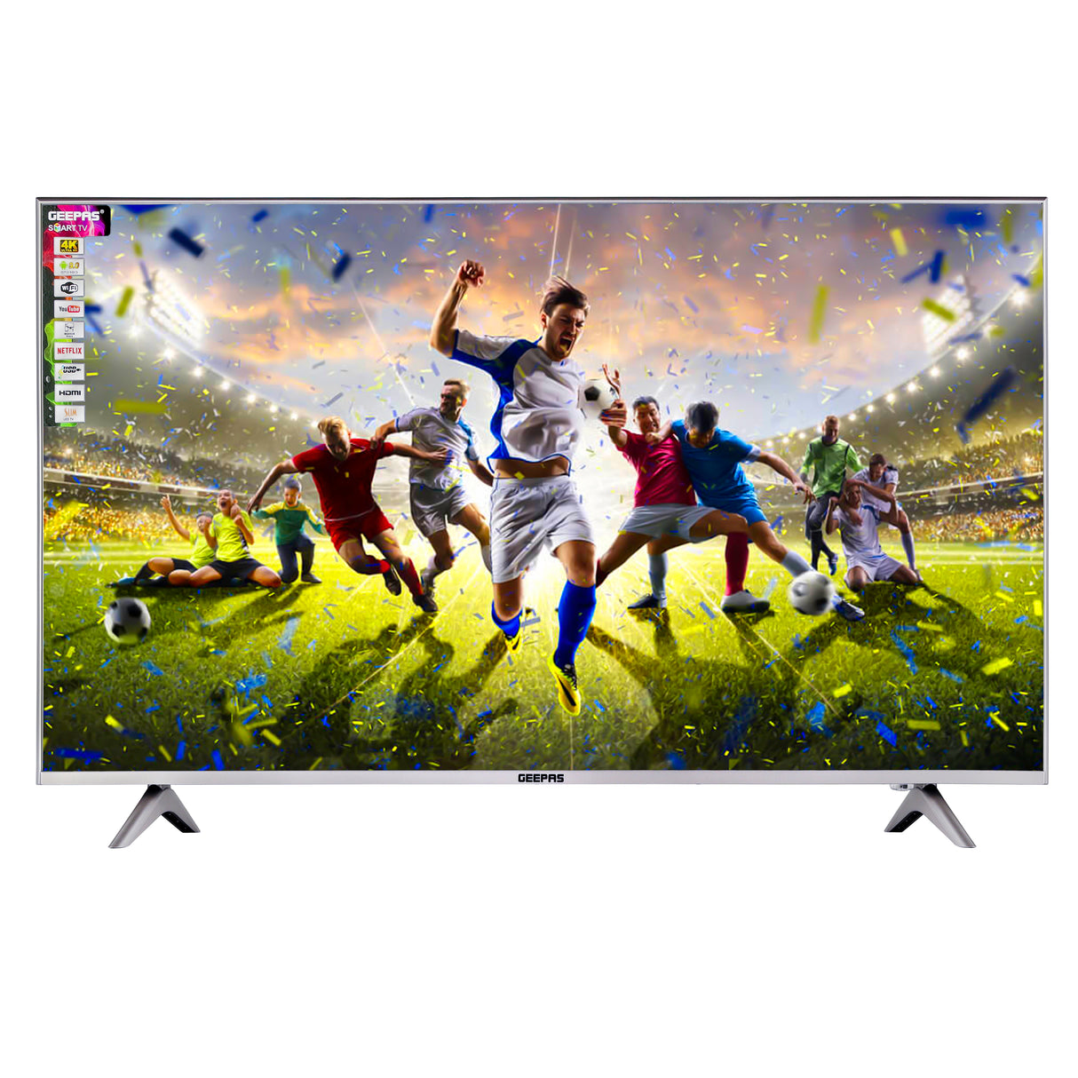 Geepas 55" Ultra HD Smart LED TV - GLED5508SFHD /with Remote Controller, 4K Resolution, Frameless Design, HQ Sound. 1-year warranty