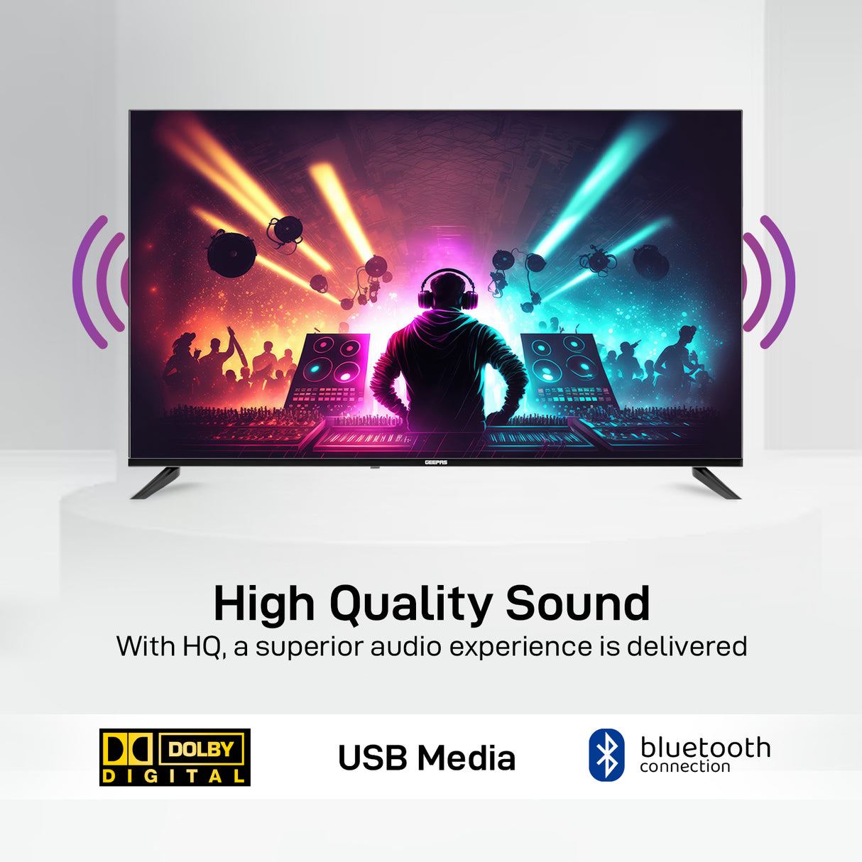 Geepas 65" Google TV- GLED6523SGXHD/ Dolby Audio, Smart Ultra HD LED TV, Built In Chromecast/ with Remote Control, HDMI and USB Ports/ Licensed Contents