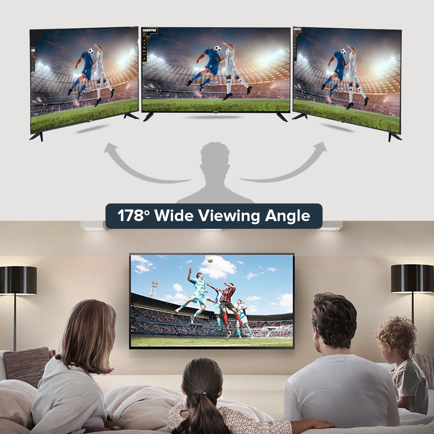 Geepas 65" Ultra HD LED TV-GLED6538SEUHD / with 4K UHD, Frameless, Smart TV,  HDMI, USB Connectivity, 8.5 ms Response Time, 200cd/m Brightness