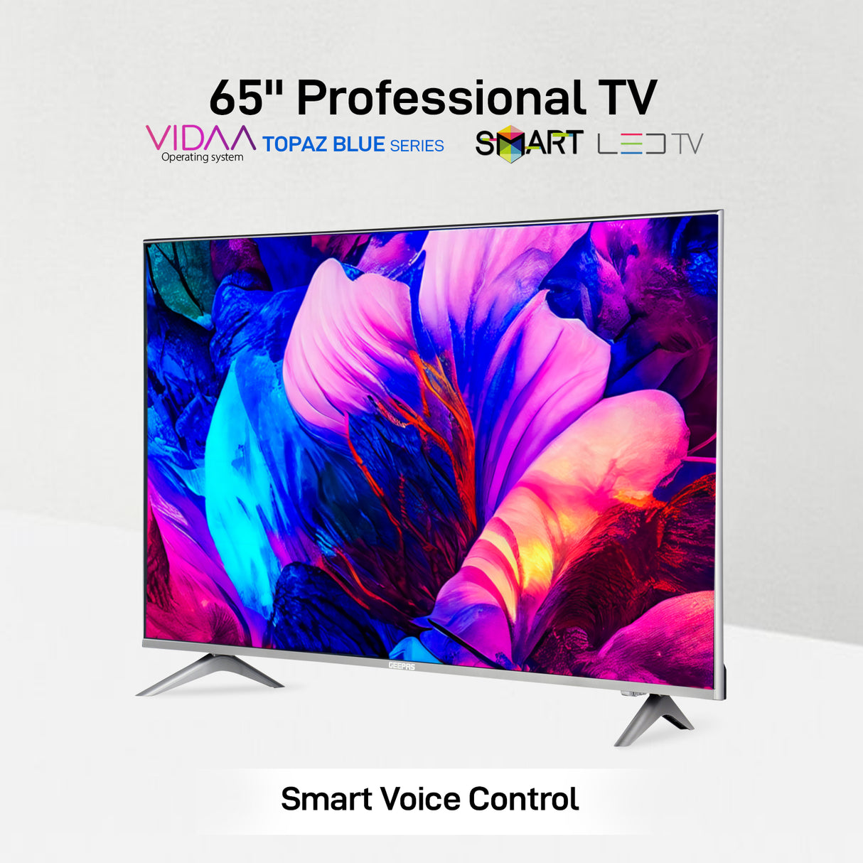 Geepas 65" Ultra HD LED TV- GLED6569SVUHD/comes With WebOS Operating System, Immersive Sound Experience, Sleek Frameless Display / Extensive Connectivity Options