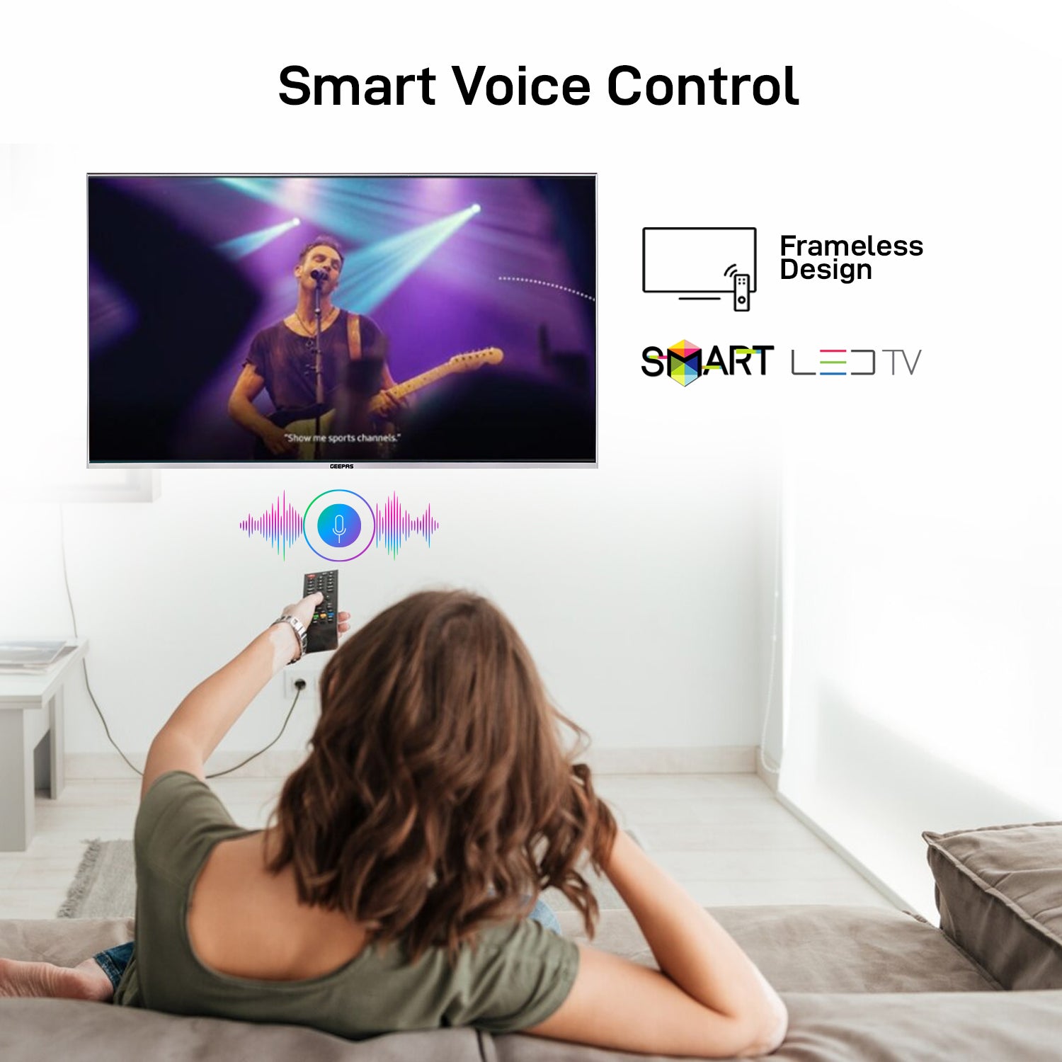 Geepas 65" Ultra HD LED TV- GLED6569SVUHD/comes With WebOS Operating System, Immersive Sound Experience, Sleek Frameless Display / Extensive Connectivity Options