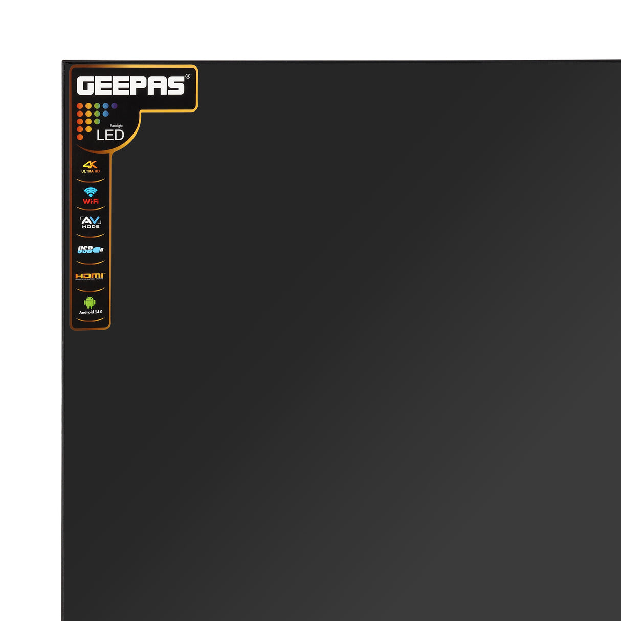 Geepas 90" Ultra HD QLED TV- GLED9017CQLED/ with Remote Control, HDMI and USB Ports/ HQ Sound, AV Mode/ Android 14.0, Frameless Design/ Pre-installed Apps like Netflix, YouTube