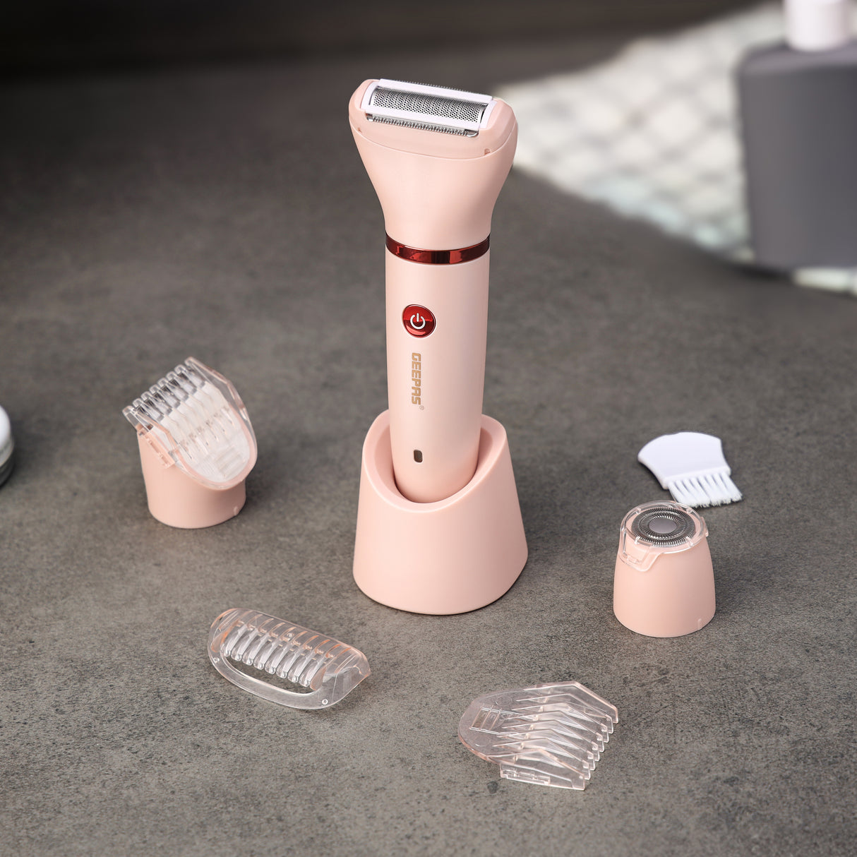 Geepas 3-in-1 Waterproof Lady Shaver Set GLS57521UK | IPX6 Waterproof, LED Indicator | Cord & Cordless Use | 3 Heads, 2 Combs | Ideal for Home & Salon | 2-Year Warranty