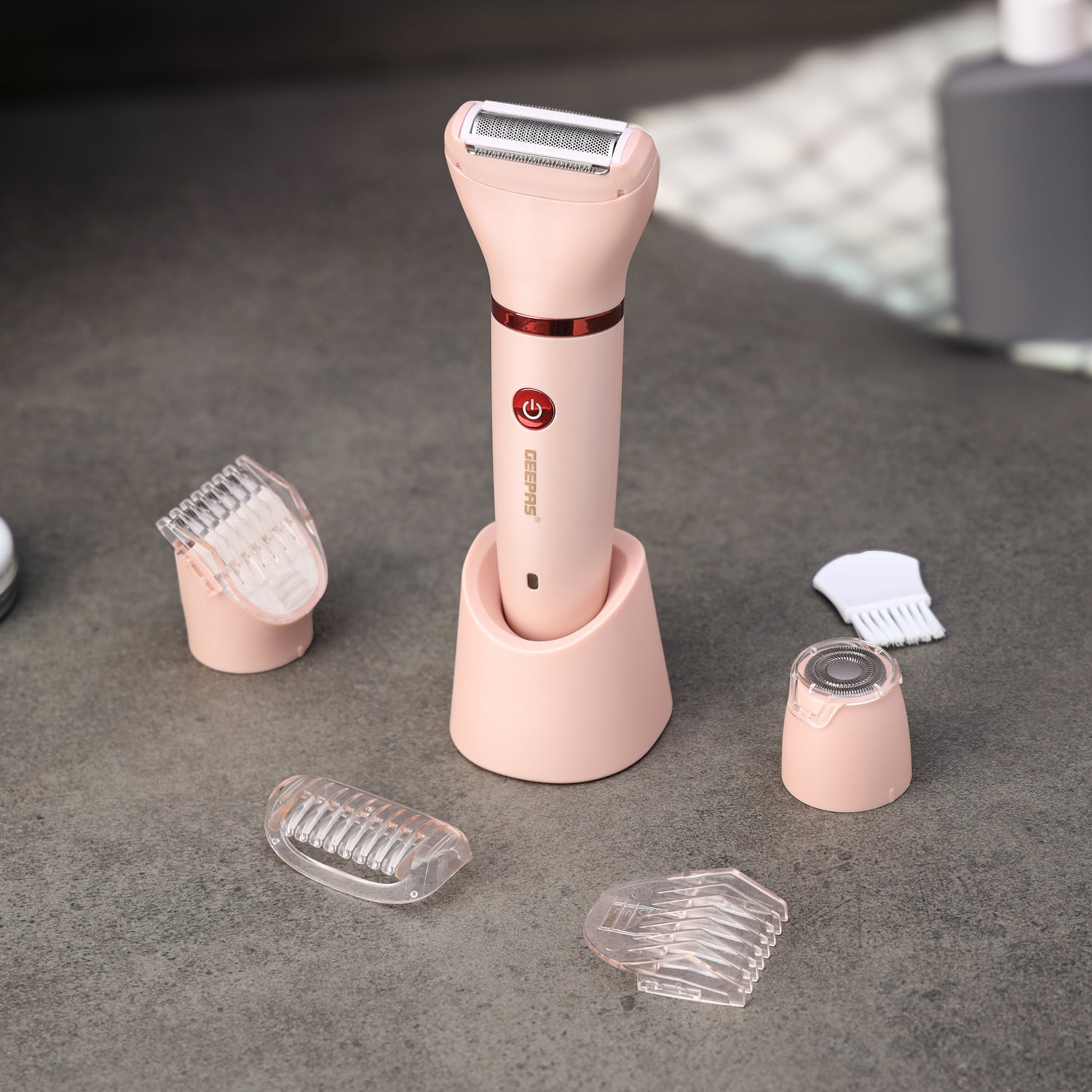 Geepas 3-in-1 Waterproof Lady Shaver Set GLS57521UK | IPX6 Waterproof, LED Indicator | Cord & Cordless Use | 3 Heads, 2 Combs | Ideal for Home & Salon | 2-Year Warranty