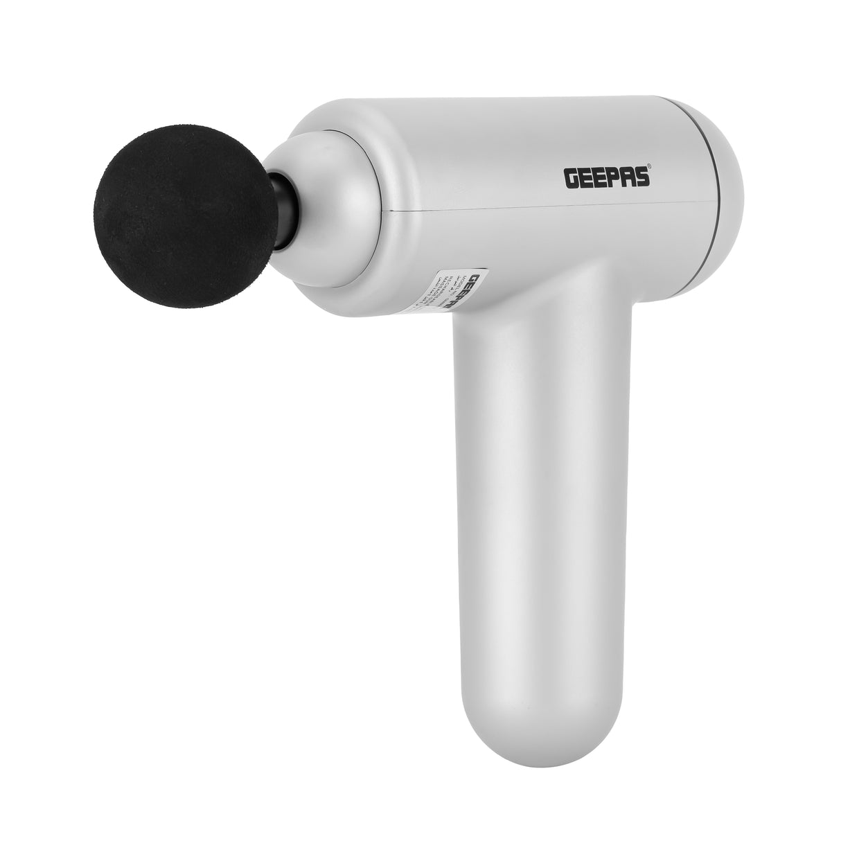 Geepas 4-in-1 Rechargeable Massage Gun- GM86079/ Cordless and 60 Minutes Working, 4 Heads, Round, U-Shaped, Flat and Taper Head, for Full-Body/ Silver