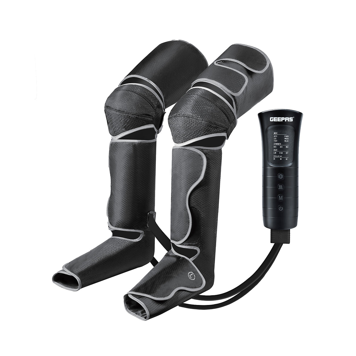 Geepas 3-in-1 Foot, Calf and Thigh Massager- GM86096UK/ 6 Modes, with Adjustable Straps, 20 Minutes Timer, 2x2 Airbags, 3 Vibration Levels and Intensity Selection
