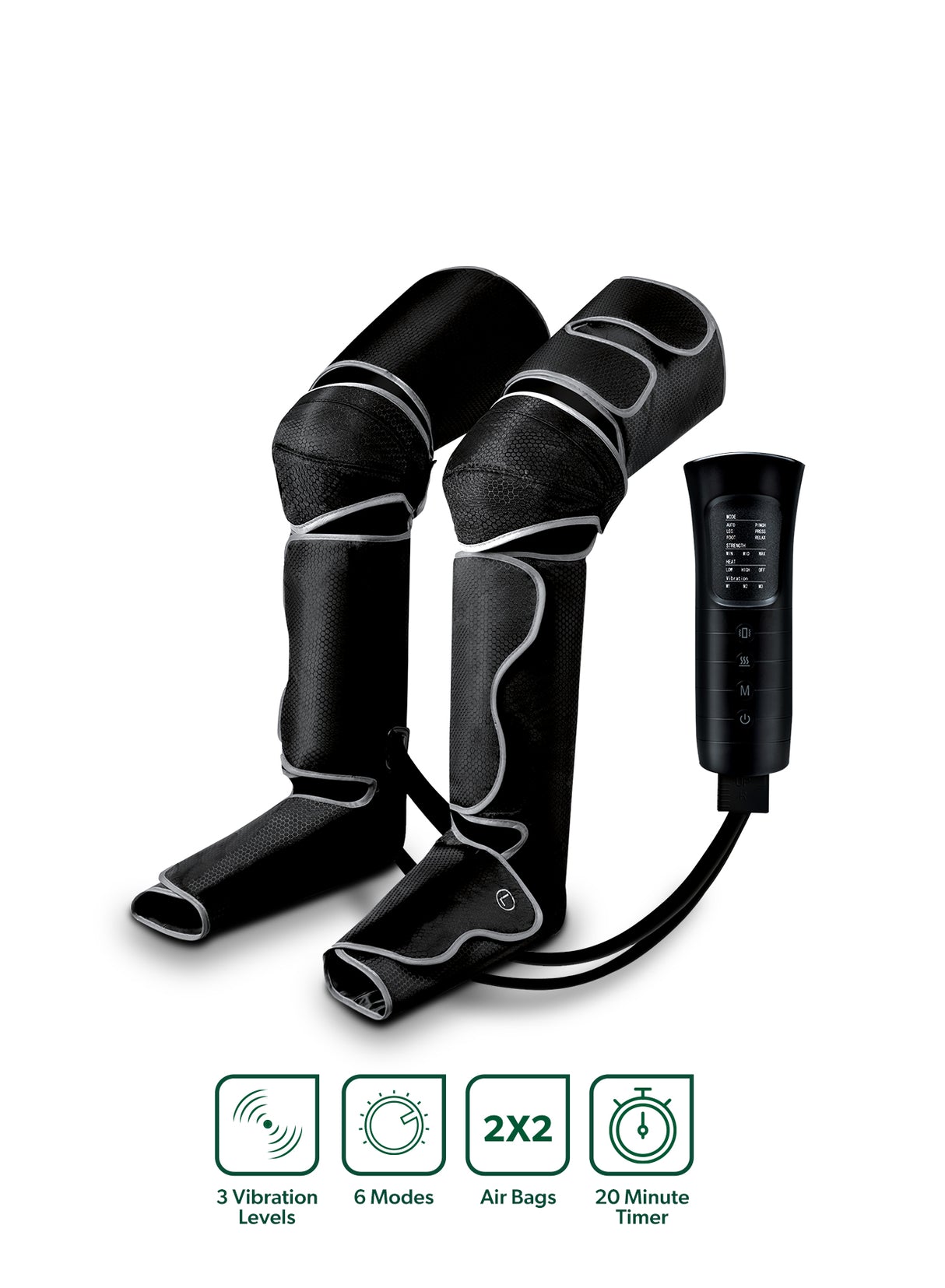 Geepas 3-in-1 Foot, Calf and Thigh Massager- GM86096UK/ 6 Modes, with Adjustable Straps, 20 Minutes Timer, 2x2 Airbags, 3 Vibration Levels and Intensity Selection
