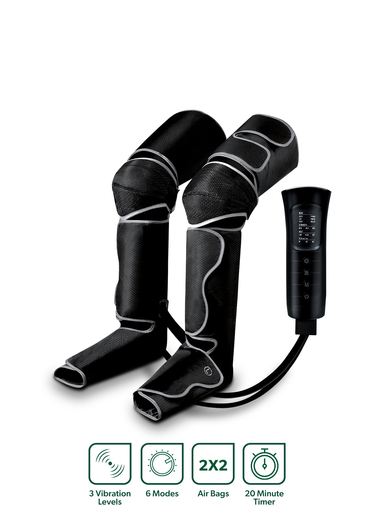 Geepas 3-in-1 Foot, Calf and Thigh Massager- GM86096UK/ 6 Modes, with Adjustable Straps, 20 Minutes Timer, 2x2 Airbags, 3 Vibration Levels and Intensity Selection