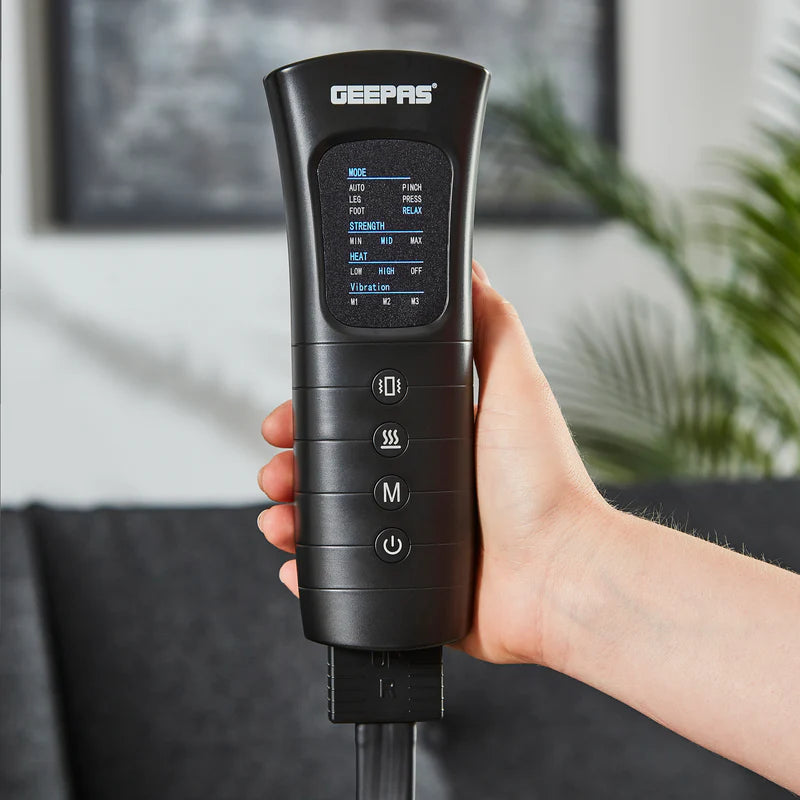 Geepas GM86096UK 3-in-1 Foot, Calf & Thigh Massager | 6 Massage Modes | 3 Intensity Levels | Air Compression | Adjustable Wraps | 20-Min Timer | 2 Years Warranty