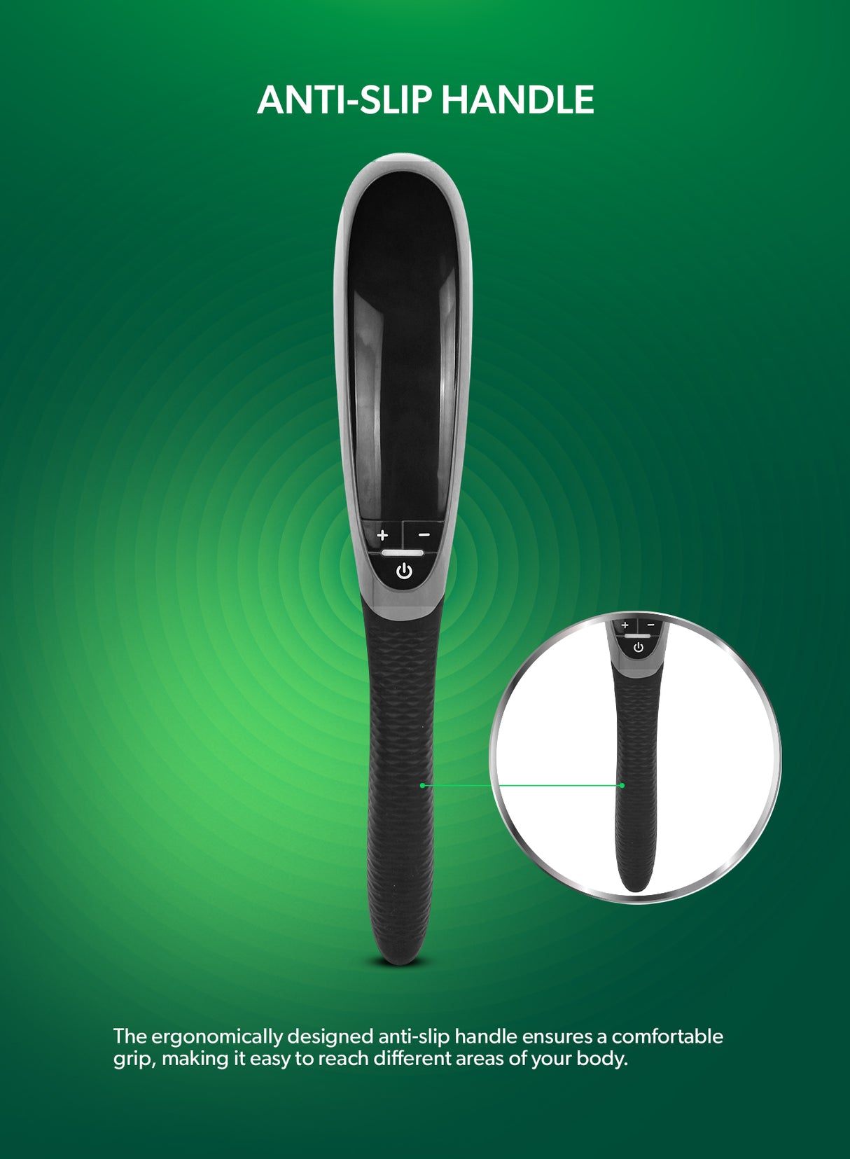 Geepas Cordless Handheld Massager- GM86097UK/ 3 Modes, 3 Level Vibration, 15 Minutes Timer, Anti Slip Handle, Rechargeable Battery/ Ideal for Back, Neck, Shoulders, Arms, Legs/ Black, 2 Years Warranty