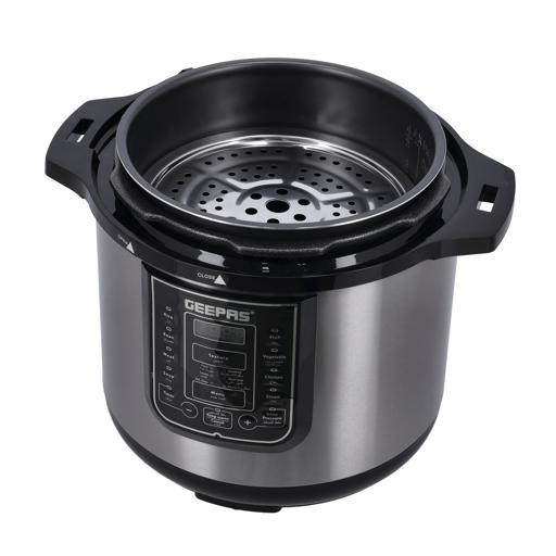 Geepas Digital Multicooker GMC35029 | 8L Capacity| 1200W Power| 14 Intelligent Cooking Programs| LED Display| Automatic Keep Warm| Safety Devices &  Non-Stick Inner Pot