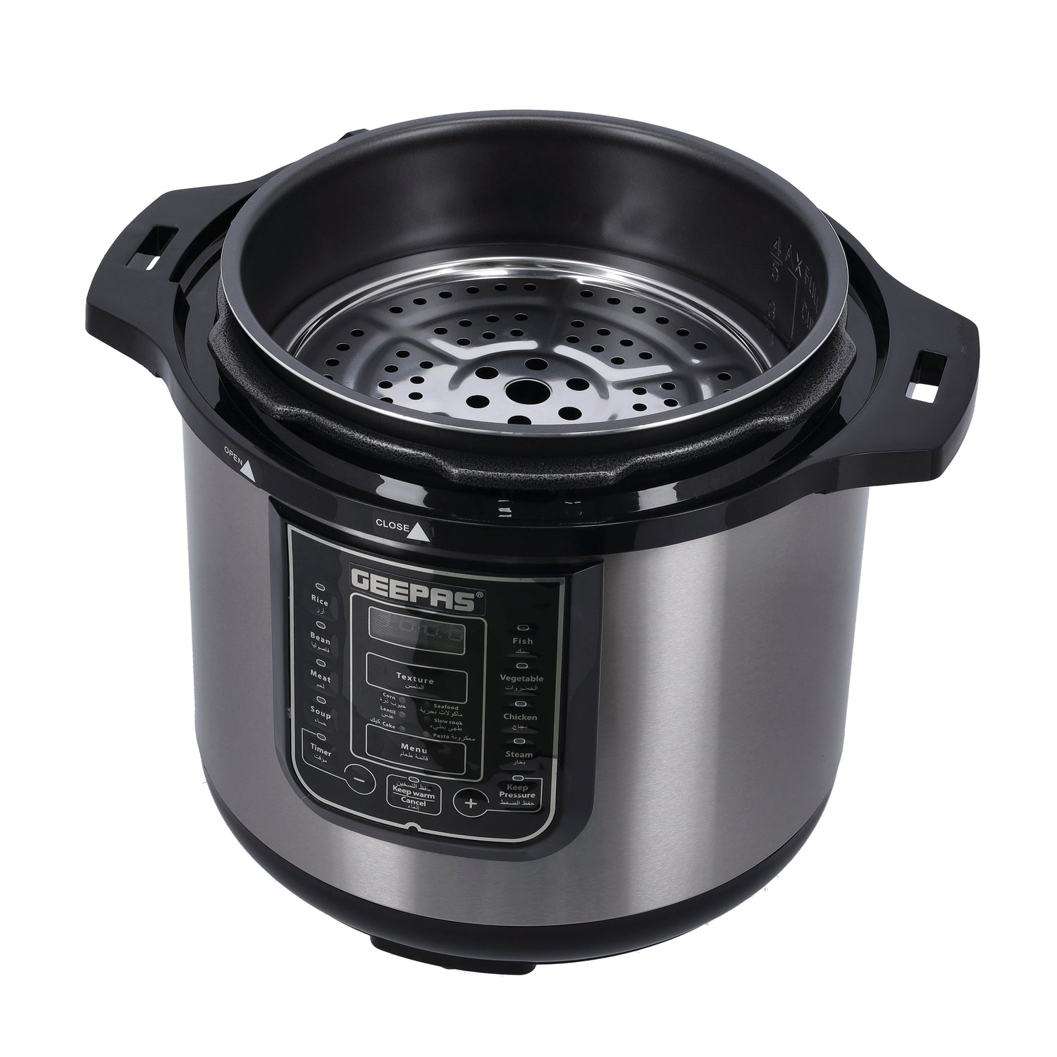 Geepas Digital Multi Cooker GMC35030 | 12L Capacity |  1600W Power | 14 Intelligent Cooking Programs| LED Display| 24-Hour Preset Function | Multi-Safety Devices