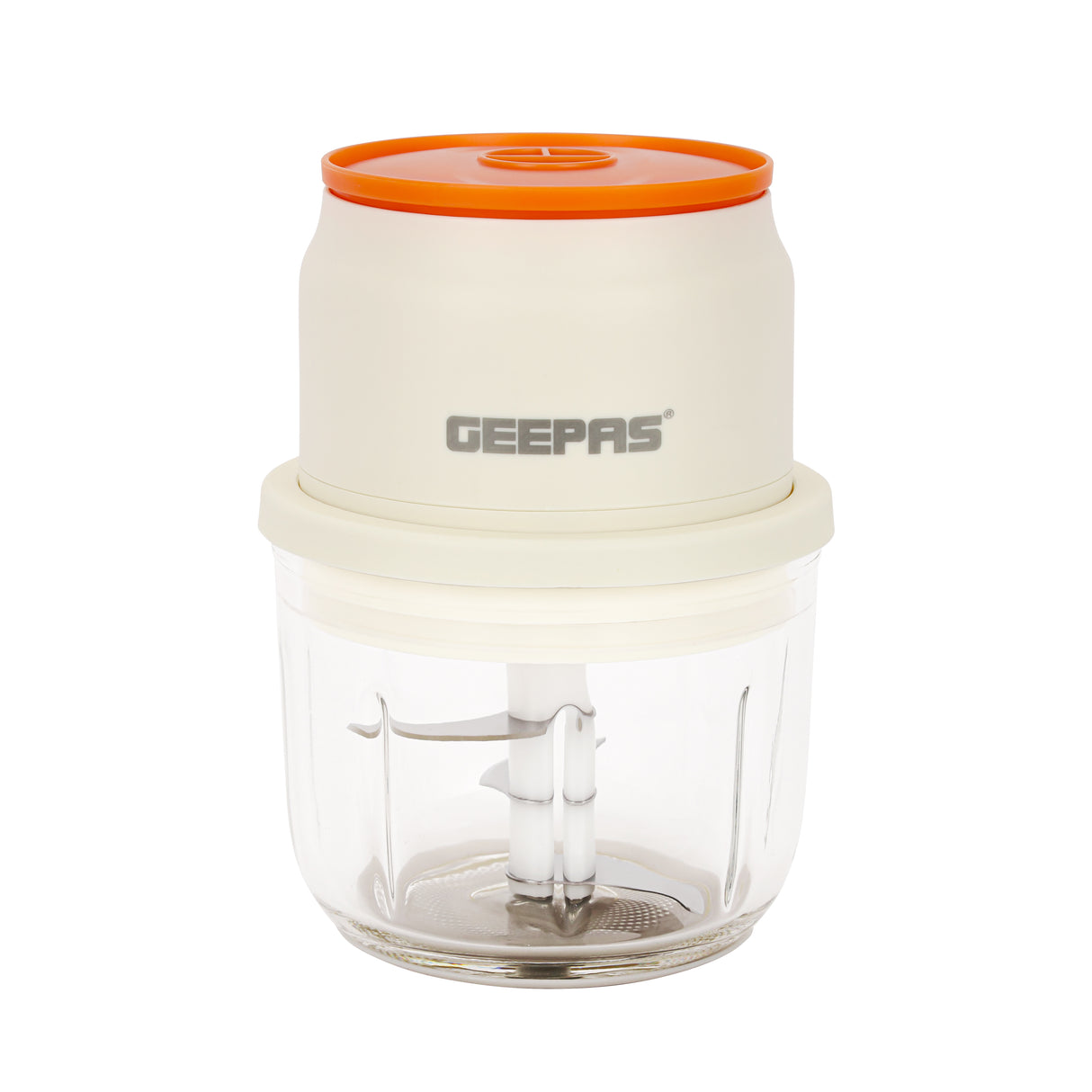 Geepas GMC42022N Rechargeable Mini Chopper | Durable Stainless Steel Blades| Hygienic Glass Bowl| Type-C Fast Charging| Easy One-Press Operation | 2 Years Warranty