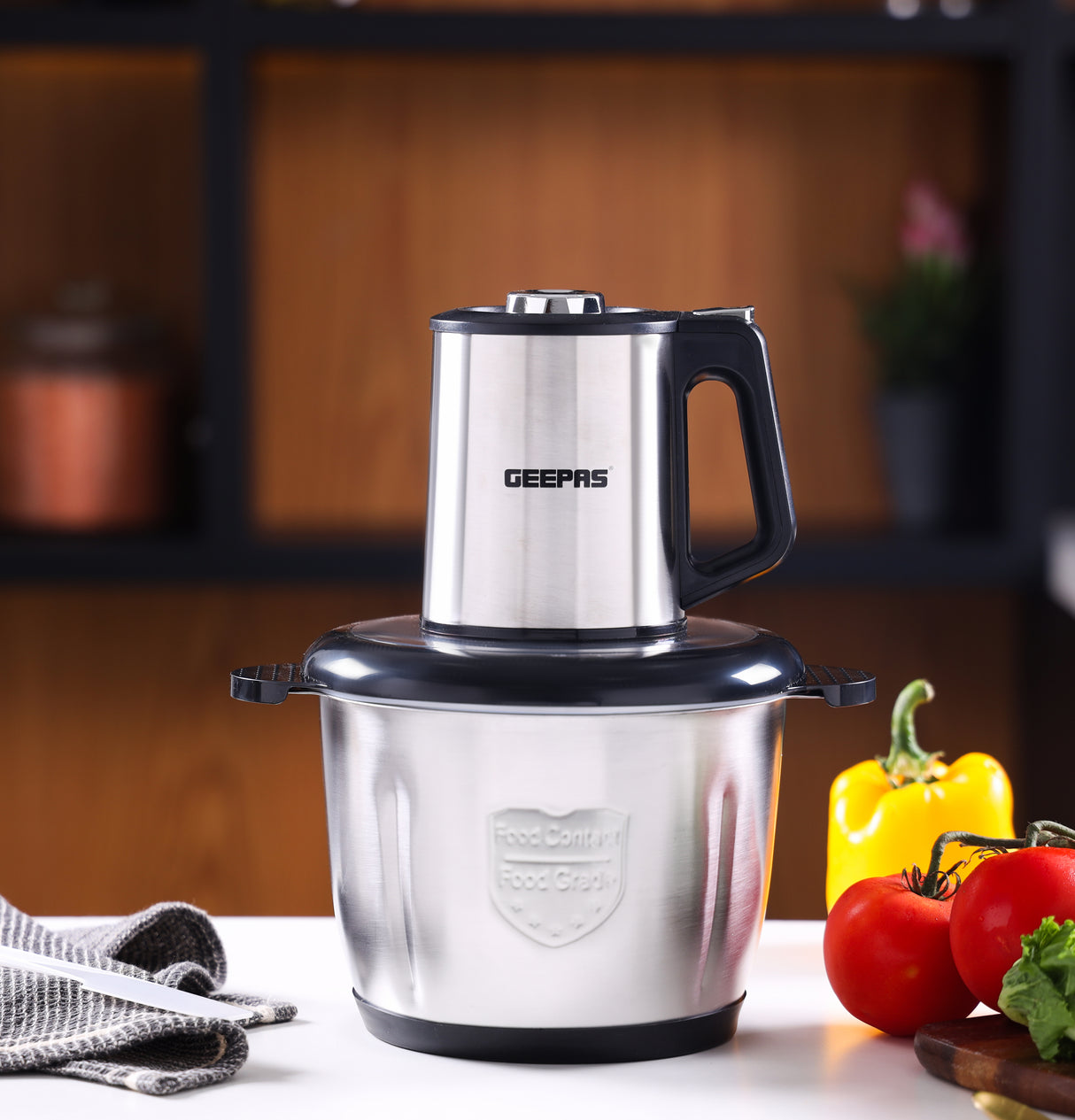 Geepas GMC42025 Multi Chopper | 500W| 3L Stainless Steel Bowl | 3-Speed Control| Stainless Steel Double Blades | Heavy Duty Food Processor with 2-Year Warranty