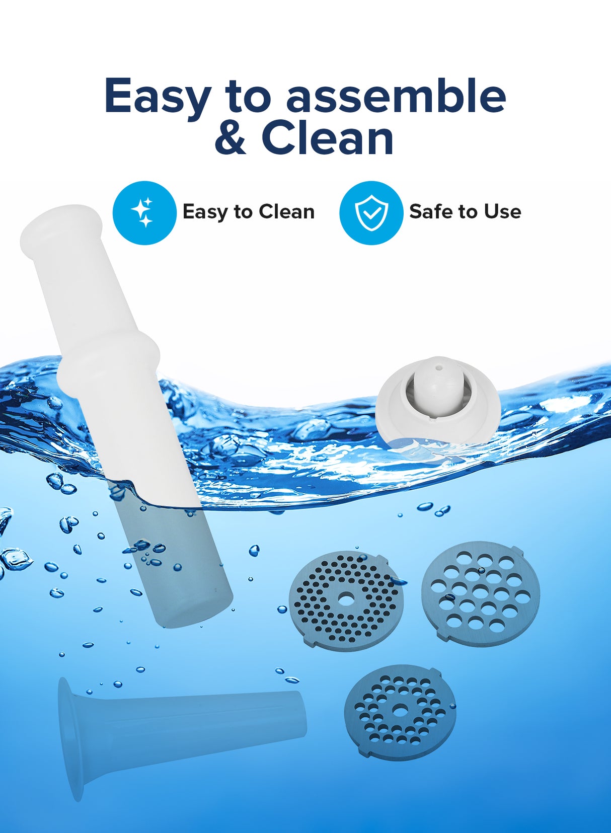 Geepas Meat Grinder Electric Aluminum Gearbox, 3 Metal Cutting Plates, Accessories, Metal Gears, Stainless Steel Blade - 2 Years Warranty