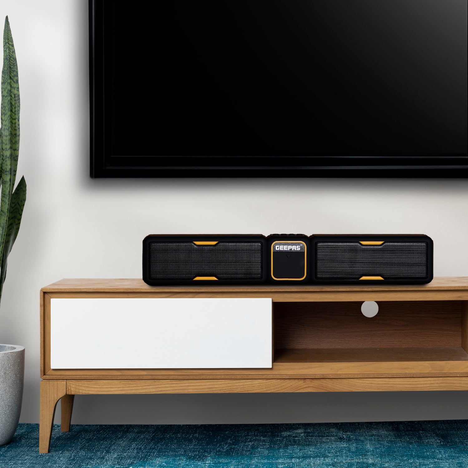 Geepas Soundbar Bluetooth Speaker- GMS11141N/ AUX, USB, TF Card, TWS Function and FM Radio/ with Mobile Phone Holder, Powerful Sound, Long Battery Life