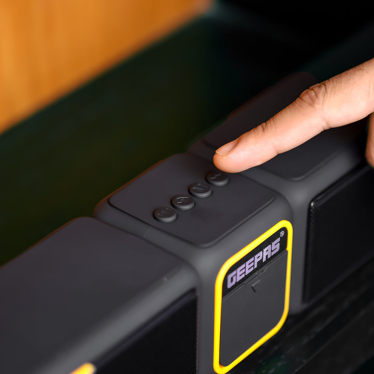 Geepas Soundbar Bluetooth Speaker- GMS11141N/ AUX, USB, TF Card, TWS Function and FM Radio/ with Mobile Phone Holder, Powerful Sound, Long Battery Life