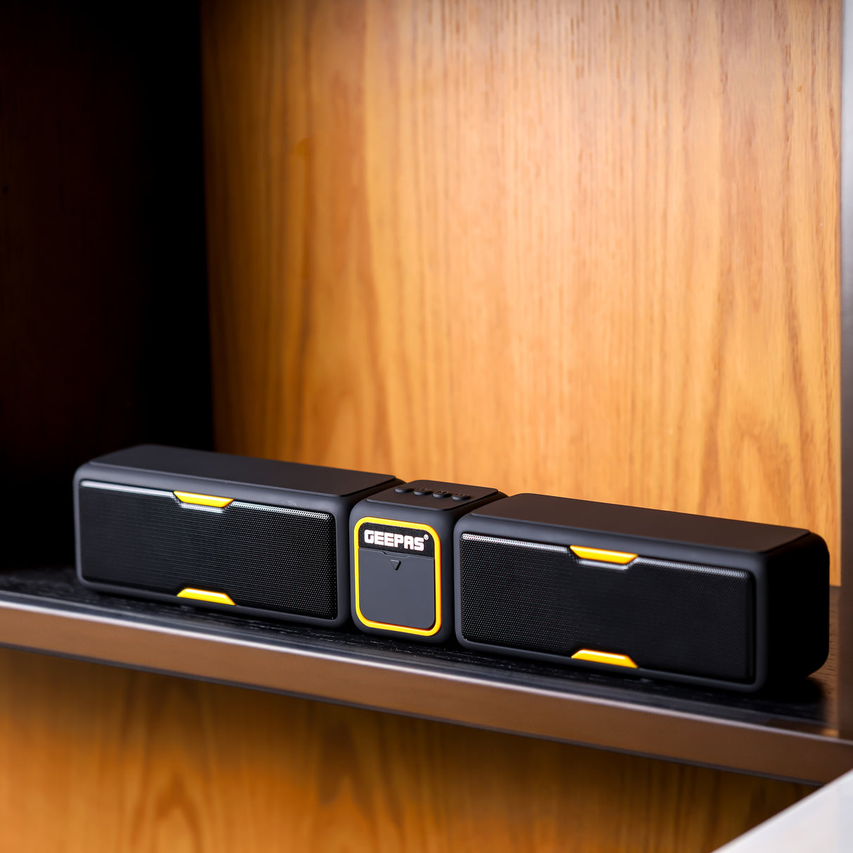 Geepas Soundbar Bluetooth Speaker- GMS11141N/ AUX, USB, TF Card, TWS Function and FM Radio/ with Mobile Phone Holder, Powerful Sound, Long Battery Life