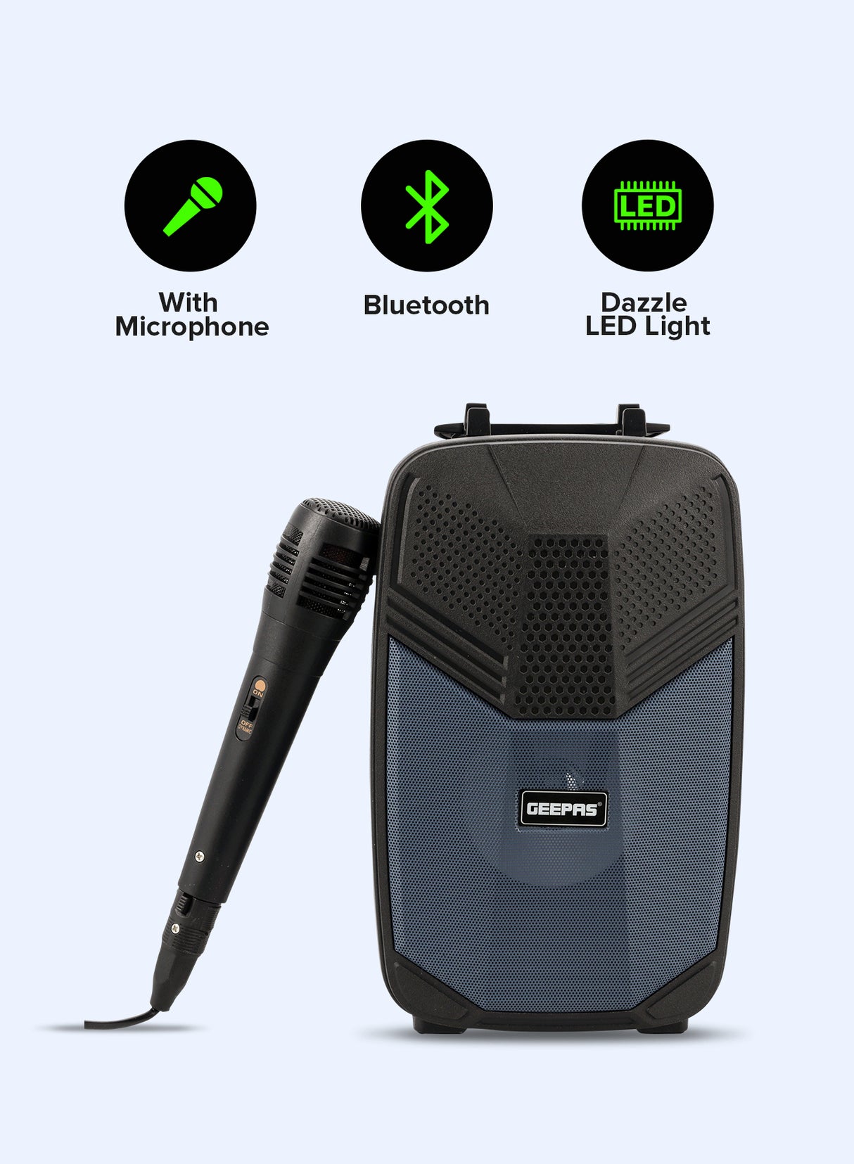 Portable Bluetooth Speaker, USB/ TF/ FM/ AUX-IN, GMS11156 | Dazzle LED Light | Portable Speaker with Microphone | Ideal for Home, Hotels & Outdoor Use