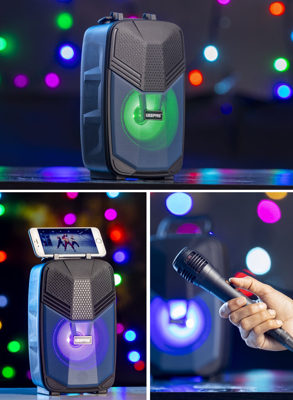 Portable Bluetooth Speaker, USB/ TF/ FM/ AUX-IN, GMS11156 | Dazzle LED Light | Portable Speaker with Microphone | Ideal for Home, Hotels & Outdoor Use