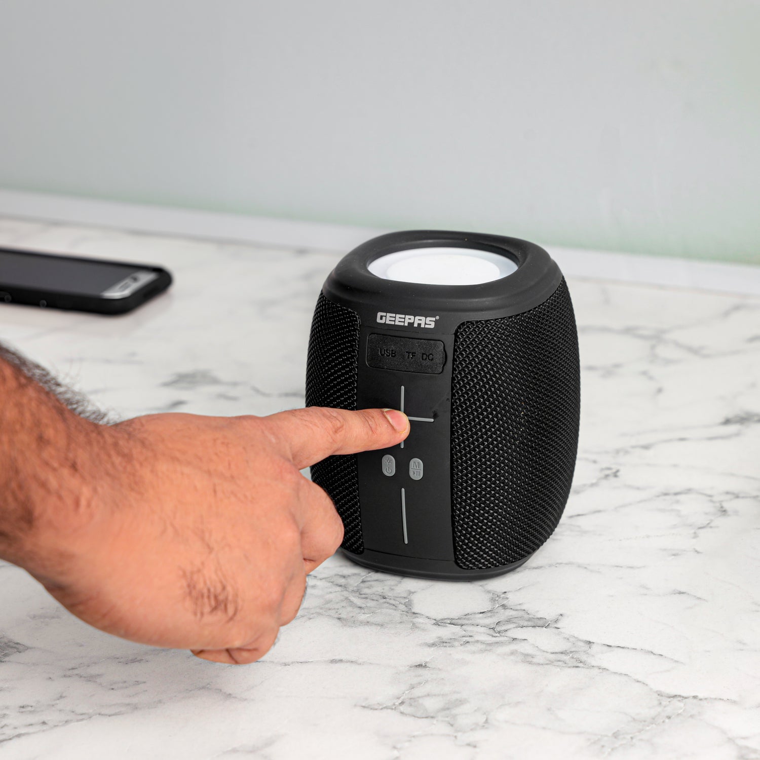 Geepas Portable Wireless Speaker- GMS11181/ Bluetooth, TF Card, TWS Function and FM Radio/ with Colorful RGB Light, Lightweight and Compact Design, Hands-Free Calling